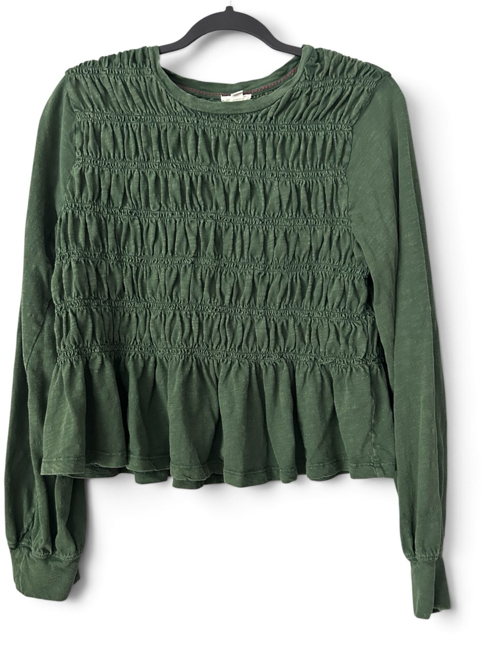 Pilcro Green Long Sleeve Smocked Top Pullover Blouse Size Large